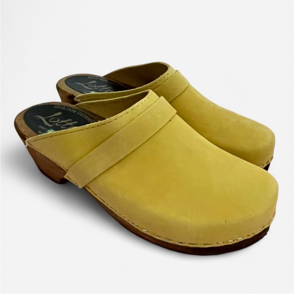 Lotta From Stockholm Yellow Suede Clogs
